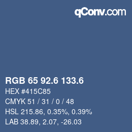 カラーコード: RGB 65 92.6 133.6 | qconv.com