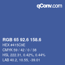 カラーコード: RGB 65 92.6 158.6 | qconv.com
