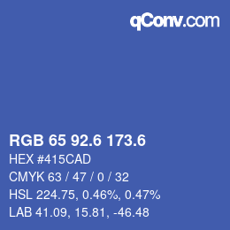 カラーコード: RGB 65 92.6 173.6 | qconv.com