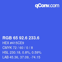 カラーコード: RGB 65 92.6 233.6 | qconv.com