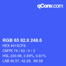 カラーコード: RGB 65 92.6 248.6 | qconv.com