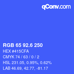 カラーコード: RGB 65 92.6 250 | qconv.com