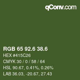 カラーコード: RGB 65 92.6 38.6 | qconv.com