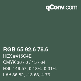 カラーコード: RGB 65 92.6 78.6 | qconv.com