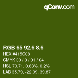 カラーコード: RGB 65 92.6 8.6 | qconv.com