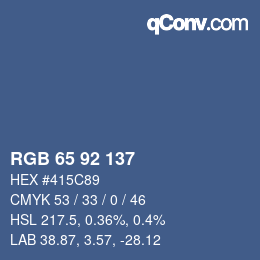 カラーコード: RGB 65 92 137 | qconv.com