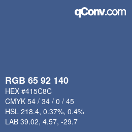 カラーコード: RGB 65 92 140 | qconv.com