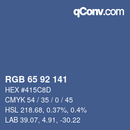 カラーコード: RGB 65 92 141 | qconv.com