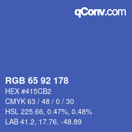 カラーコード: RGB 65 92 178 | qconv.com