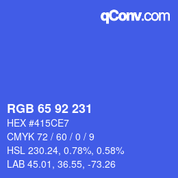 颜色代码: RGB 65 92 231 | qconv.com