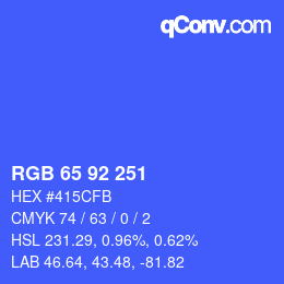 カラーコード: RGB 65 92 251 | qconv.com