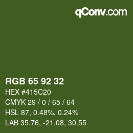 カラーコード: RGB 65 92 32 | qconv.com