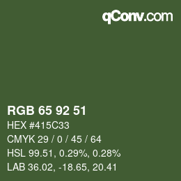 颜色代码: RGB 65 92 51 | qconv.com