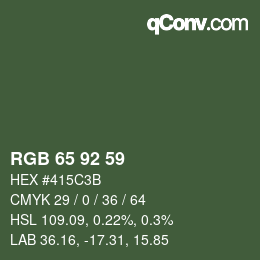カラーコード: RGB 65 92 59 | qconv.com