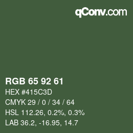 カラーコード: RGB 65 92 61 | qconv.com