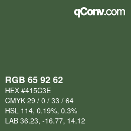 カラーコード: RGB 65 92 62 | qconv.com