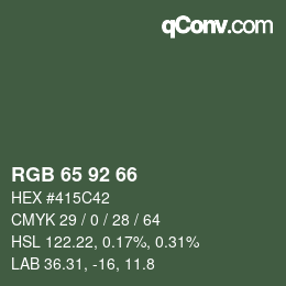 カラーコード: RGB 65 92 66 | qconv.com