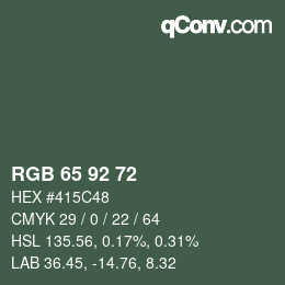 カラーコード: RGB 65 92 72 | qconv.com