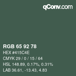 カラーコード: RGB 65 92 78 | qconv.com