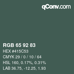 カラーコード: RGB 65 92 83 | qconv.com