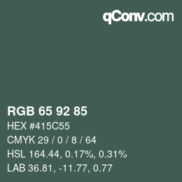 Color code: RGB 65 92 85 | qconv.com