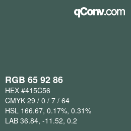 Color code: RGB 65 92 86 | qconv.com