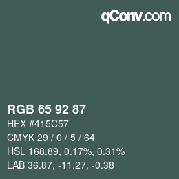 カラーコード: RGB 65 92 87 | qconv.com