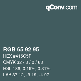 カラーコード: RGB 65 92 95 | qconv.com