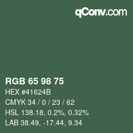 颜色代码: RGB 65 98 75 | qconv.com