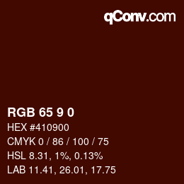 Color code: RGB 65 9 0 | qconv.com
