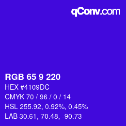 Color code: RGB 65 9 220 | qconv.com