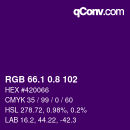 カラーコード: RGB 66.1 0.8 102 | qconv.com