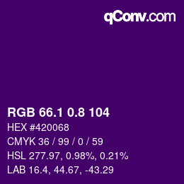 カラーコード: RGB 66.1 0.8 104 | qconv.com