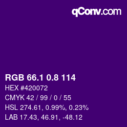 カラーコード: RGB 66.1 0.8 114 | qconv.com