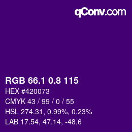 カラーコード: RGB 66.1 0.8 115 | qconv.com