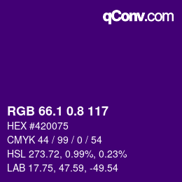 カラーコード: RGB 66.1 0.8 117 | qconv.com