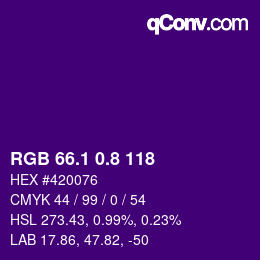 カラーコード: RGB 66.1 0.8 118 | qconv.com