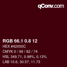 カラーコード: RGB 66.1 0.8 12 | qconv.com