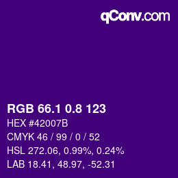 カラーコード: RGB 66.1 0.8 123 | qconv.com