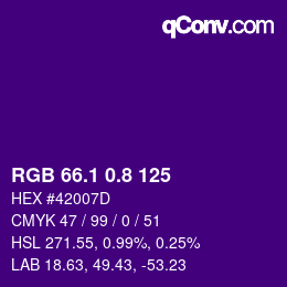 カラーコード: RGB 66.1 0.8 125 | qconv.com