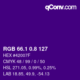 カラーコード: RGB 66.1 0.8 127 | qconv.com