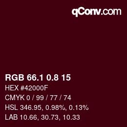 Color code: RGB 66.1 0.8 15 | qconv.com