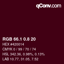 Color code: RGB 66.1 0.8 20 | qconv.com