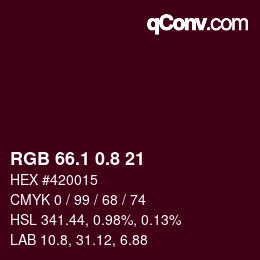 Farbcode: RGB 66.1 0.8 21 | qconv.com