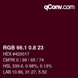 カラーコード: RGB 66.1 0.8 23 | qconv.com