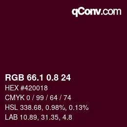 カラーコード: RGB 66.1 0.8 24 | qconv.com