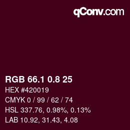カラーコード: RGB 66.1 0.8 25 | qconv.com