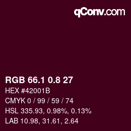 カラーコード: RGB 66.1 0.8 27 | qconv.com