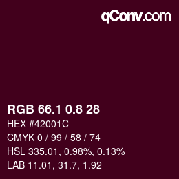カラーコード: RGB 66.1 0.8 28 | qconv.com
