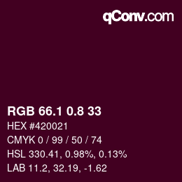 カラーコード: RGB 66.1 0.8 33 | qconv.com